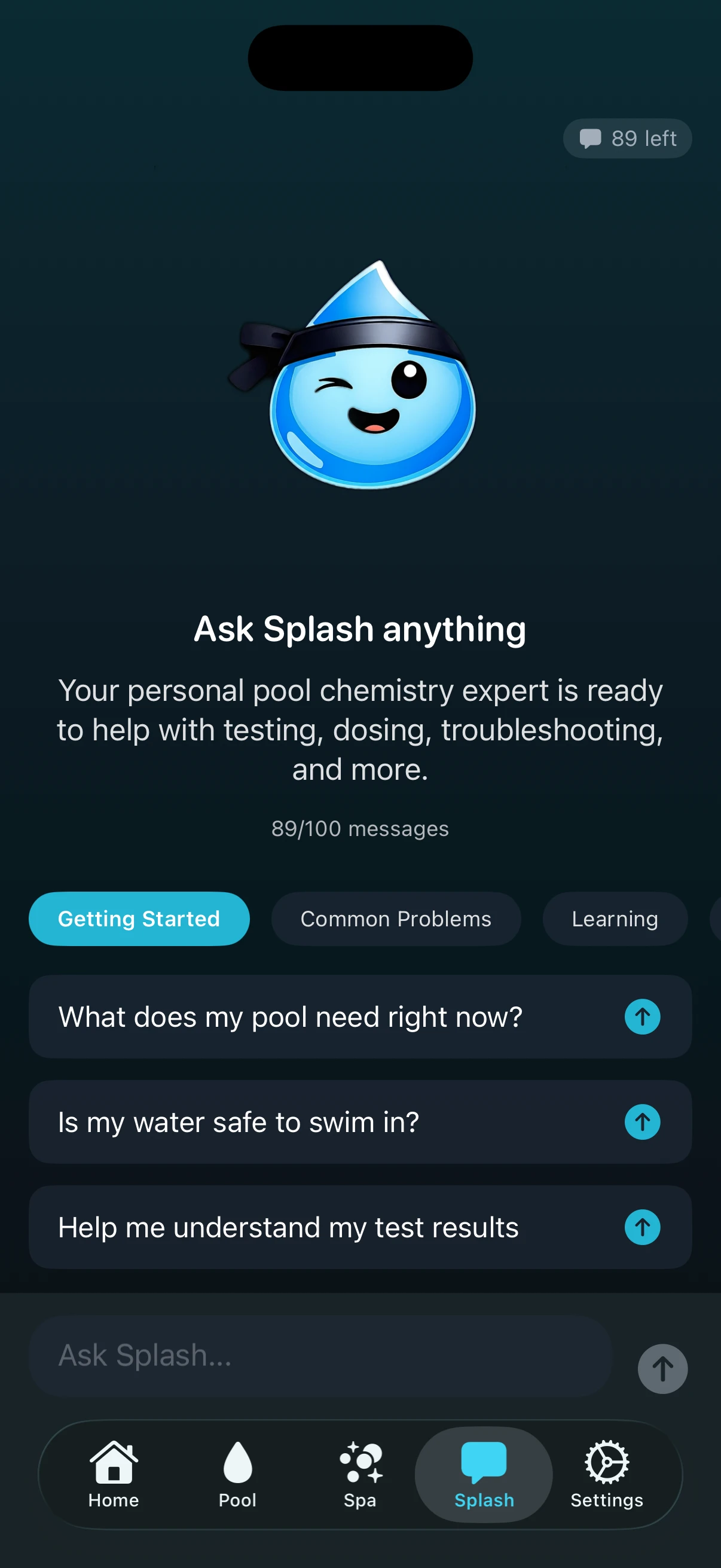 PoolFu health score breakdown showing individual parameter scores and water balance CSI