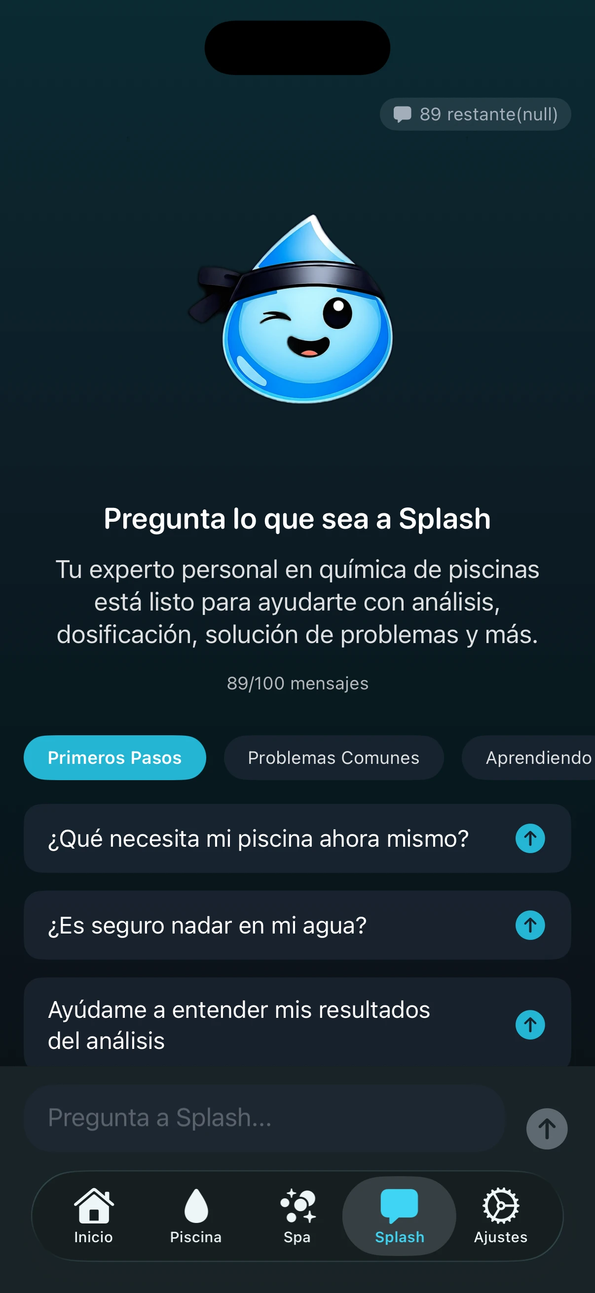 Desglose de puntuación de salud de PoolFu mostrando puntuaciones de parámetros individuales y balance de agua CSI