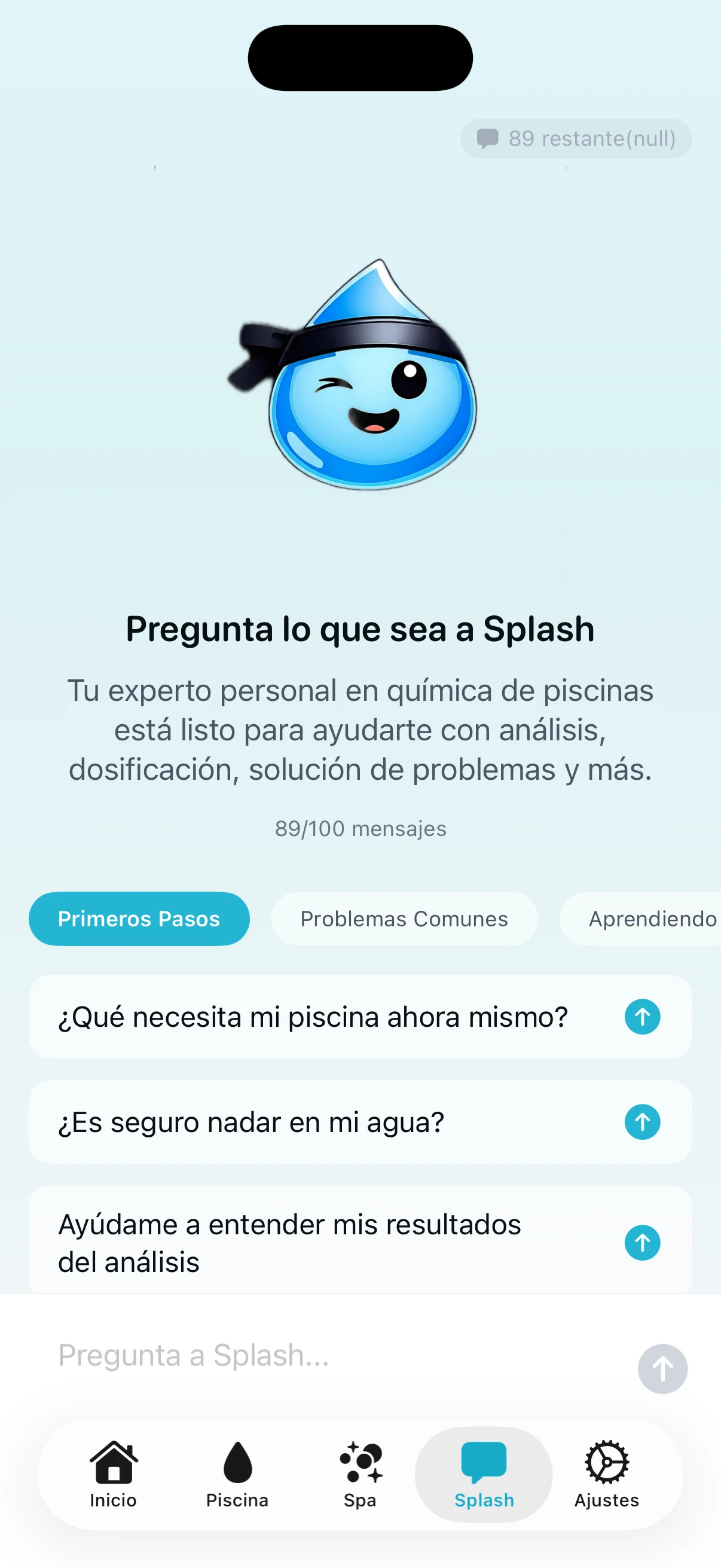 Desglose de puntuación de salud de PoolFu mostrando puntuaciones de parámetros individuales y balance de agua CSI