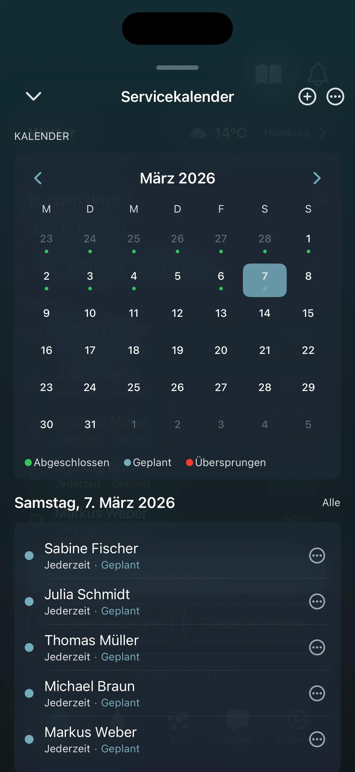 Serviceplanungskalender