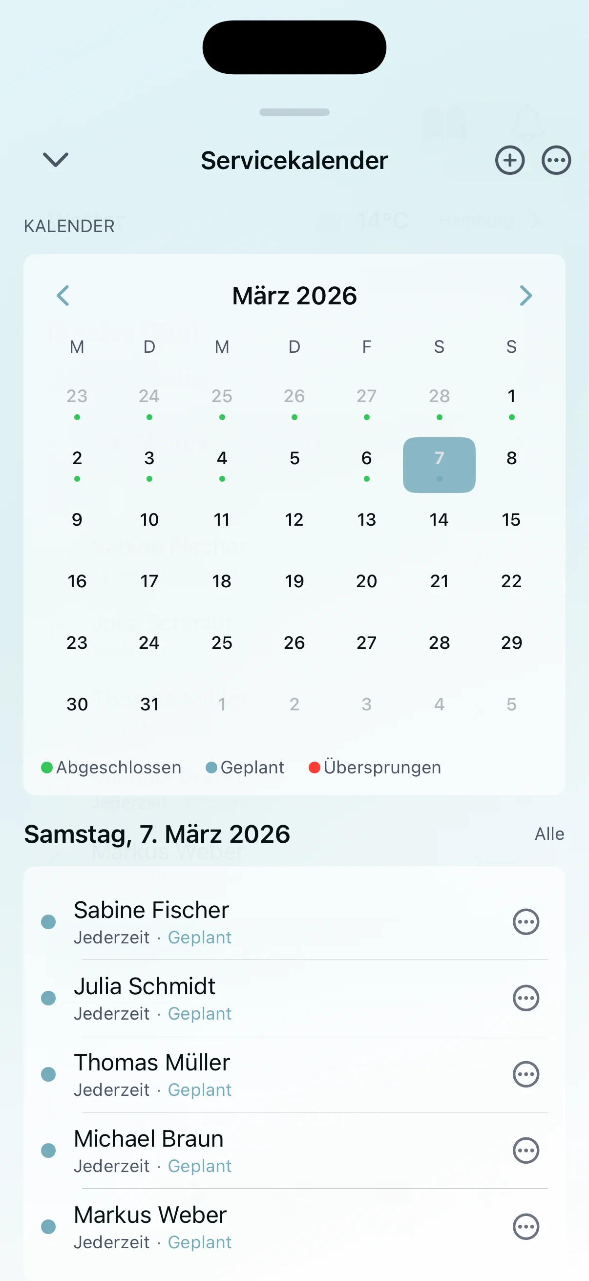 Serviceplanungskalender