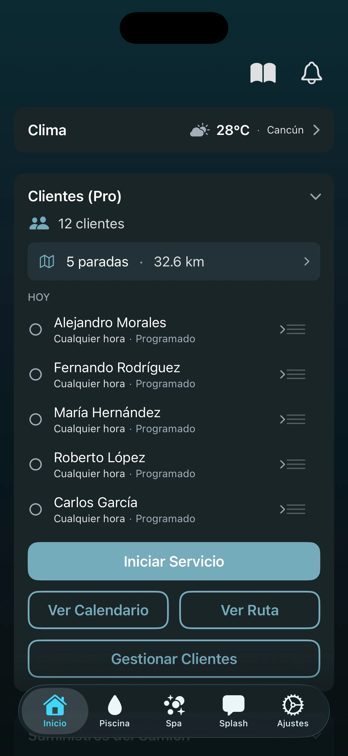 Panel de gestión de clientes