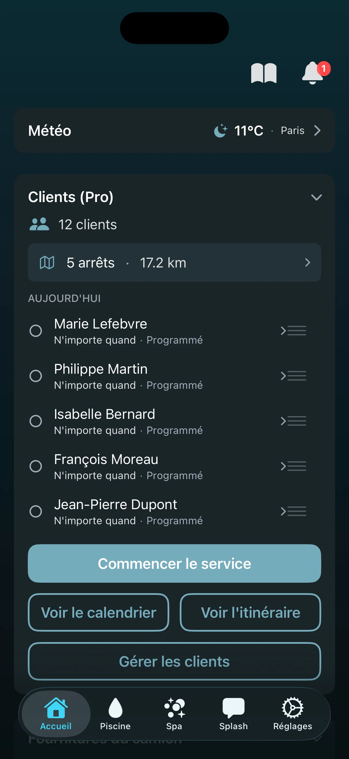 Tableau de bord de gestion des clients