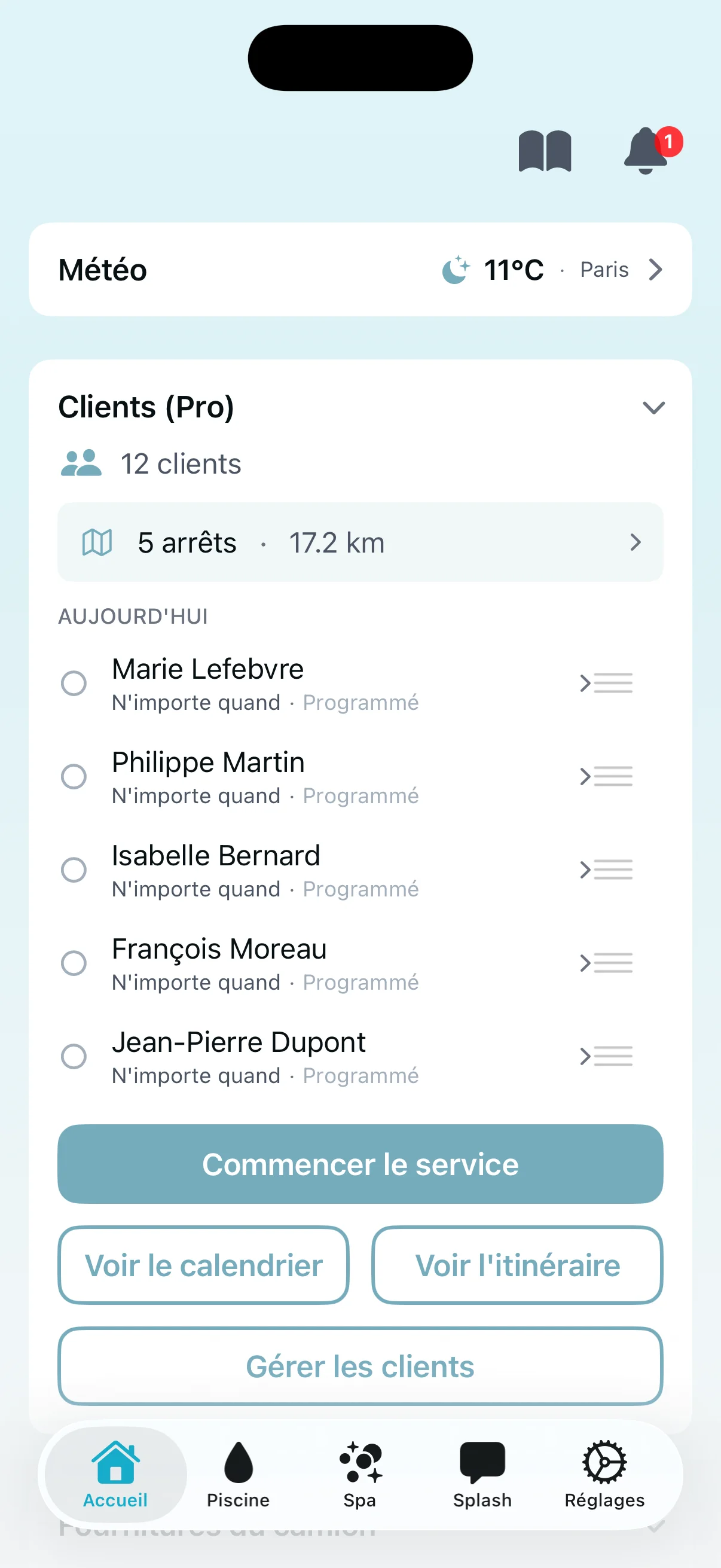 Tableau de bord de gestion des clients