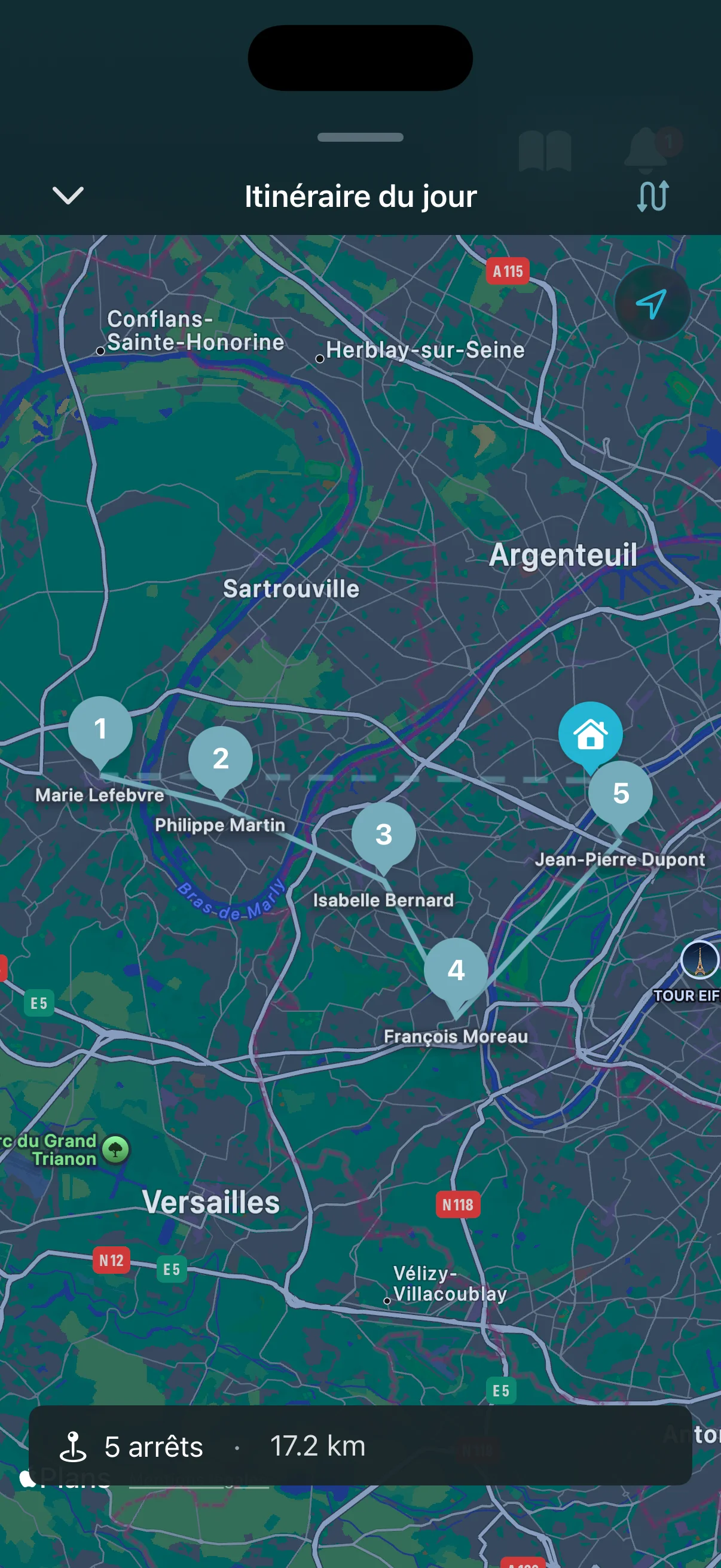 Flux de travail de service avec client actif