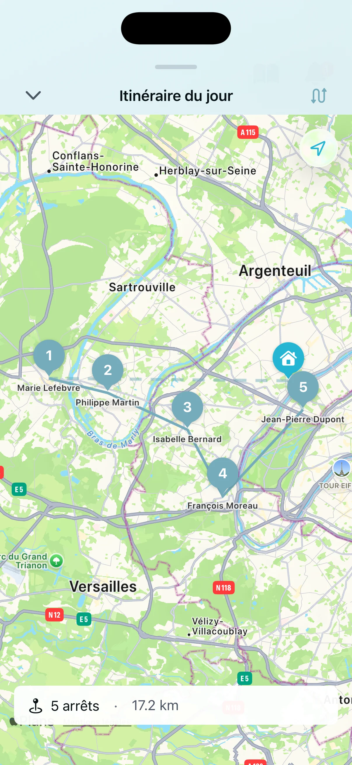 Flux de travail de service avec client actif