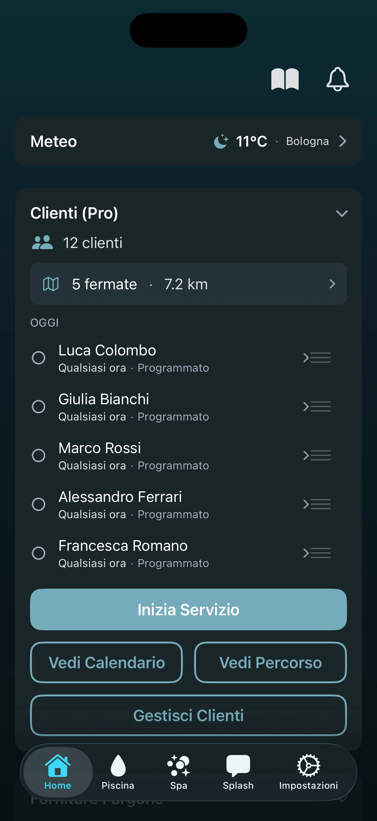 Dashboard gestione clienti