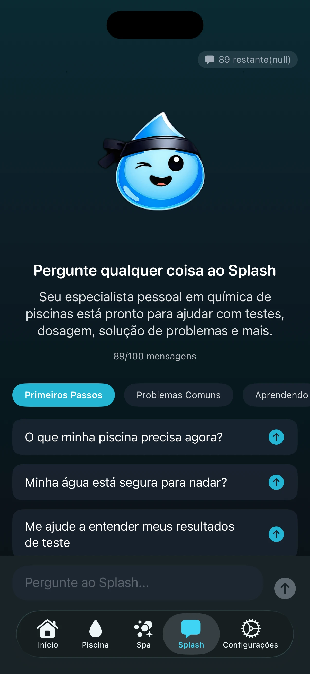 Detalhamento da pontuação de saúde do PoolFu mostrando pontuações de parâmetros individuais e balanço da água CSI