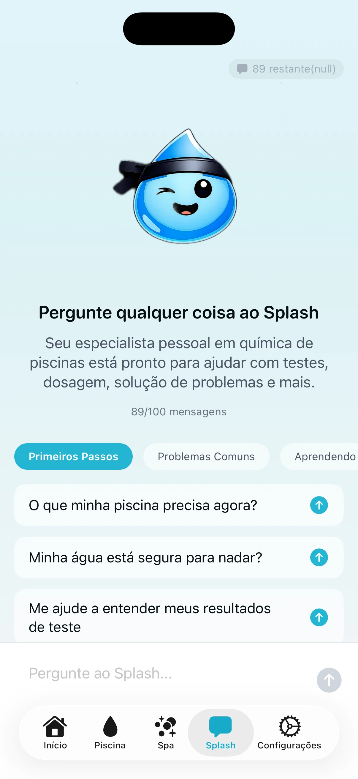 Detalhamento da pontuação de saúde do PoolFu mostrando pontuações de parâmetros individuais e balanço da água CSI